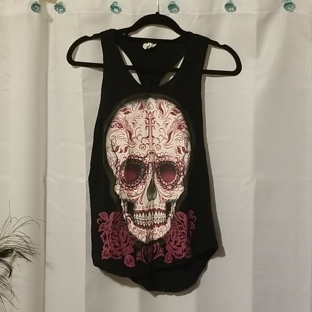Cool Sugar Skull Tank Top Size Woman's Medium